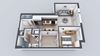 Kado NW One Bedroom One Bathroom A3 Floor Plan Kado NW One Bedroom One Bathroom A3 Floor Plan